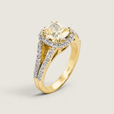 Cushion Cut Canary With Pave & Split Shank Ring