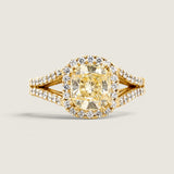 Cushion Cut Canary With Pave & Split Shank Ring