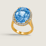 Aquamarine Halo Oval Ring