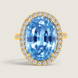 Aquamarine Halo Oval Ring