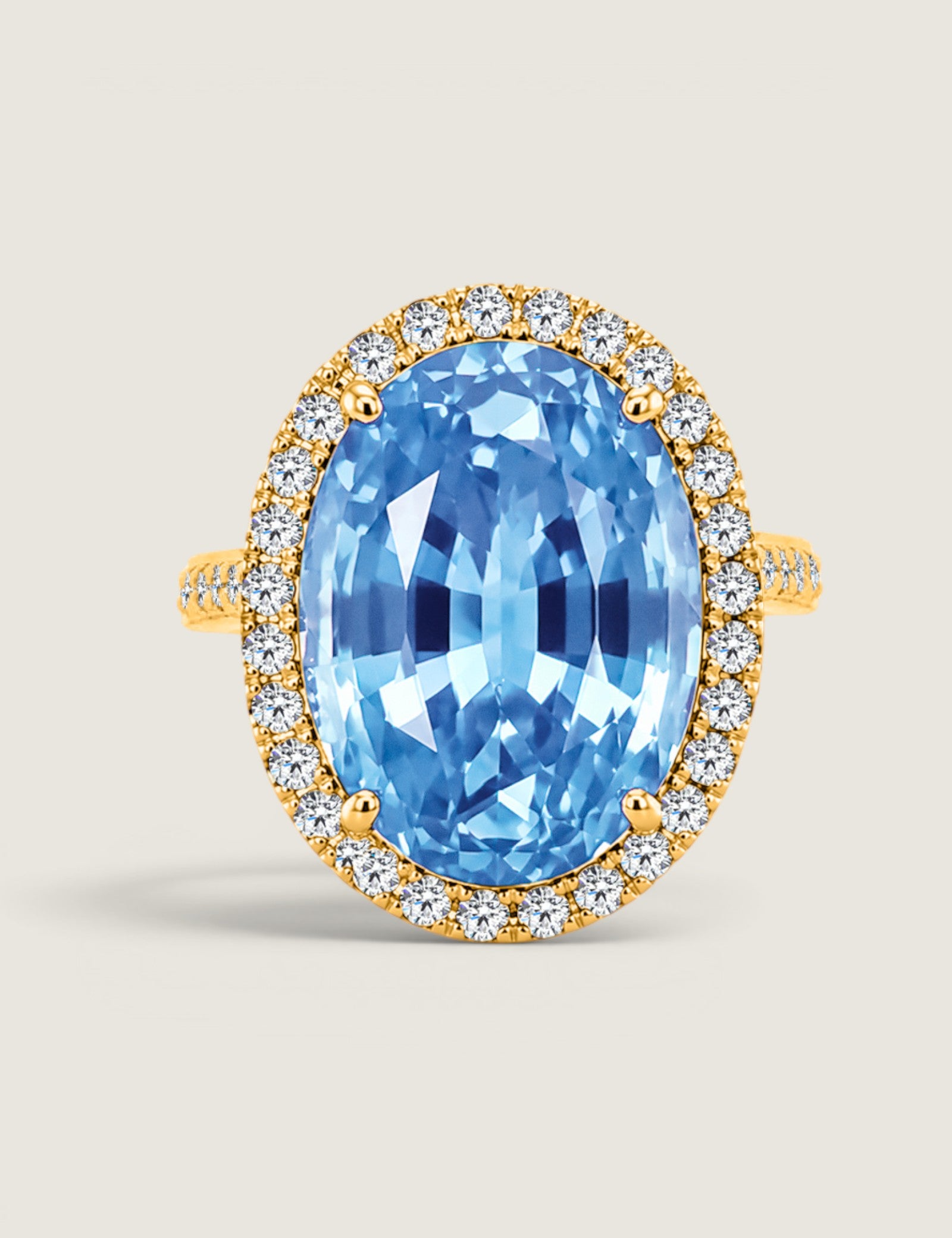 Aquamarine Halo Oval Ring