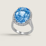Aquamarine Halo Oval Ring