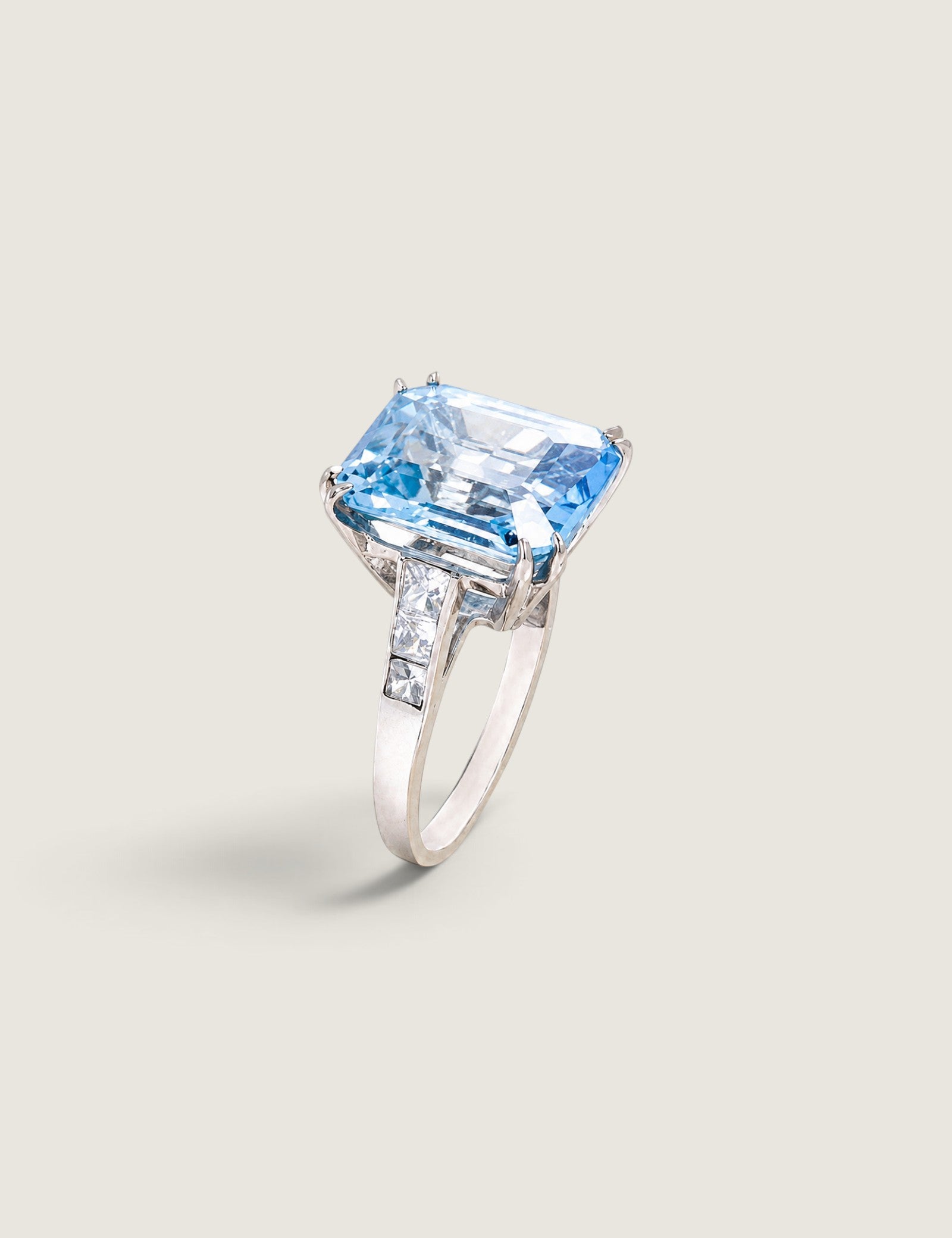 Emerald-Cut Aqua Statement Ring - Fantasia by DeSerio