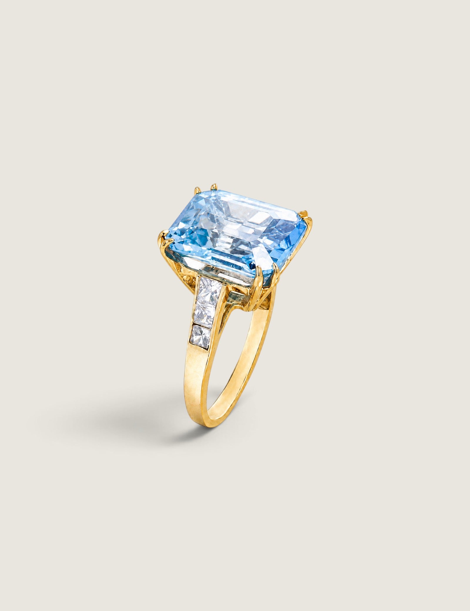 Emerald-Cut Aqua Statement Ring - Fantasia by DeSerio