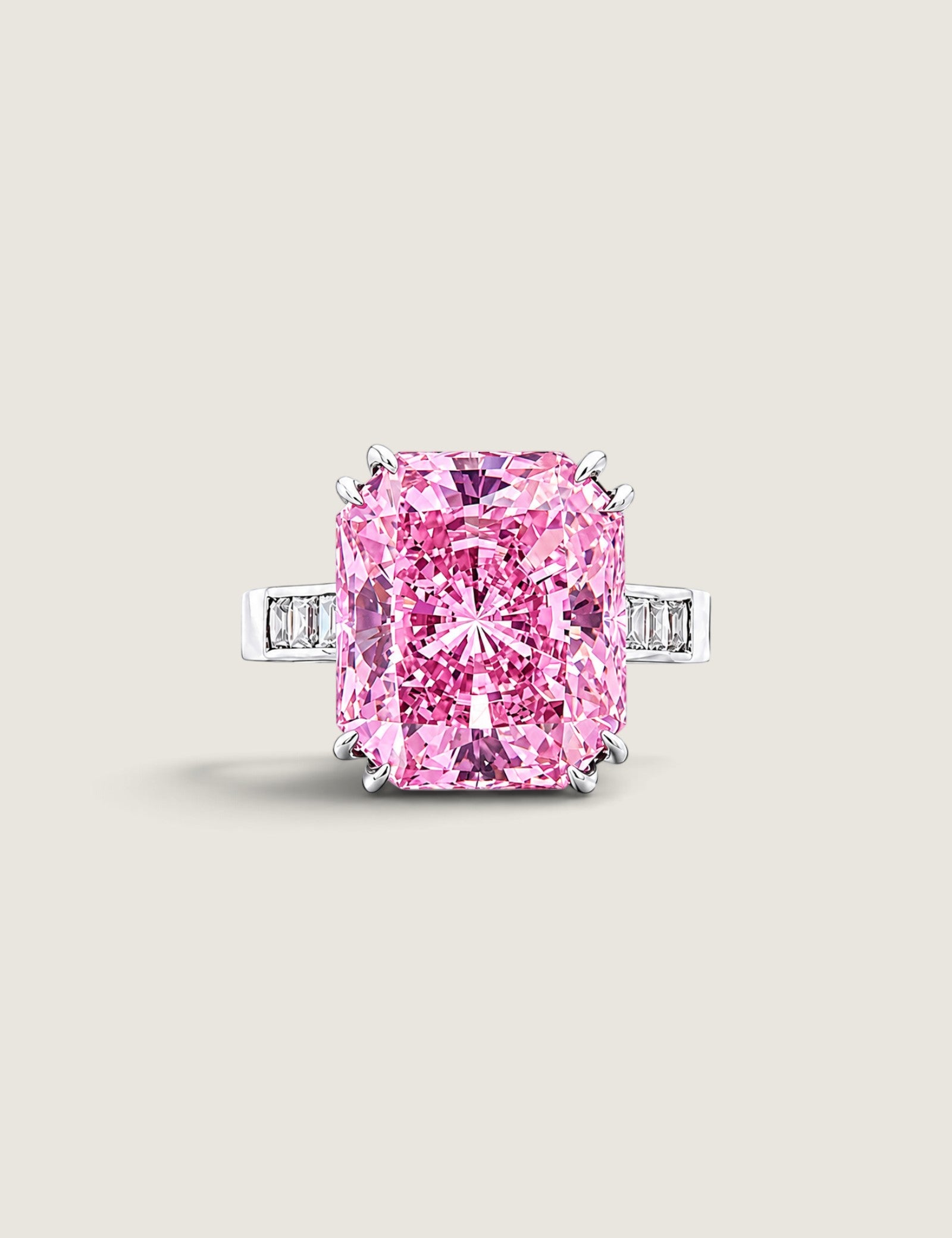 7ct Radiant Cut Pink Statement Ring - Fantasia by DeSerio