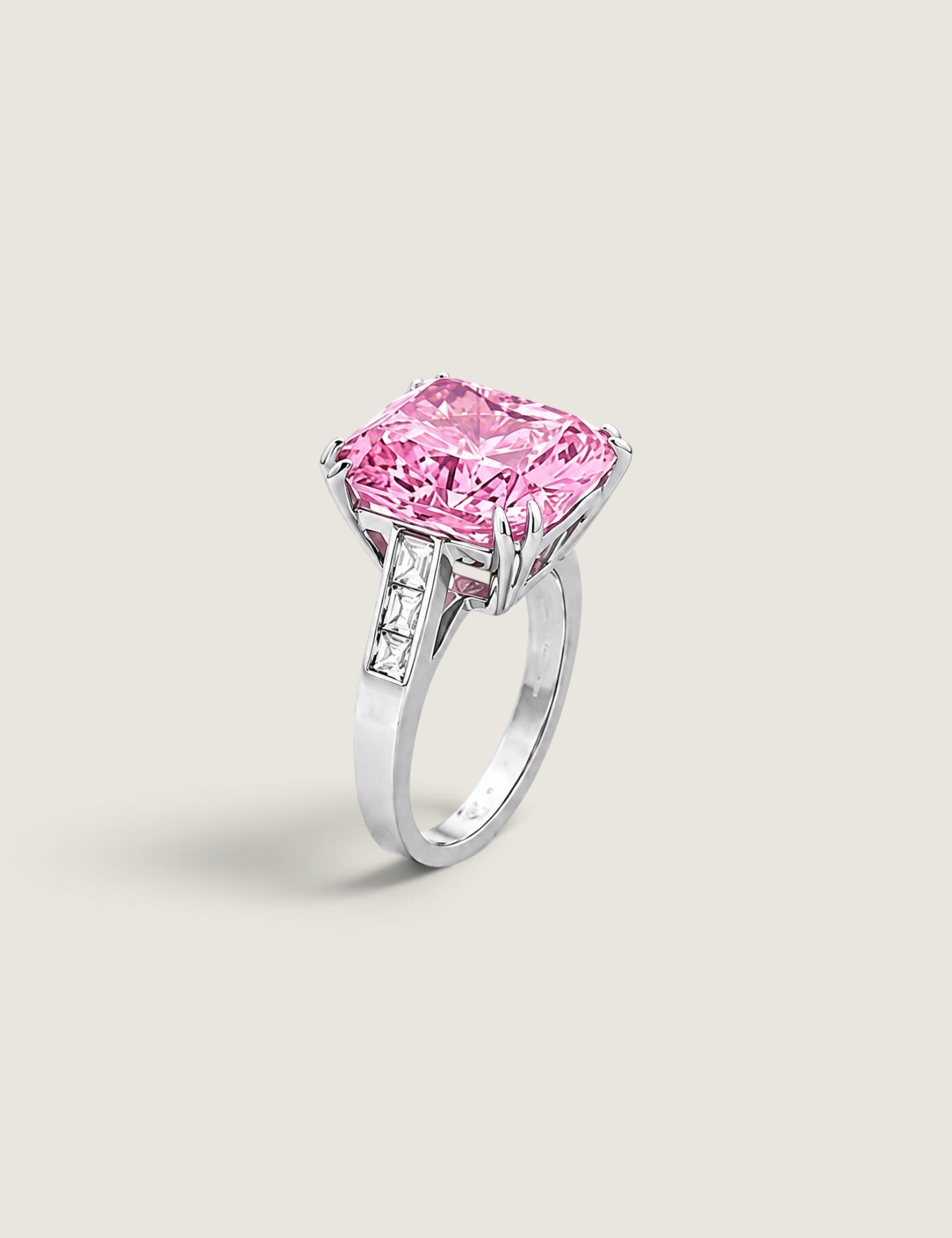 7ct Radiant Cut Pink Statement Ring - Fantasia by DeSerio