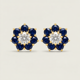Sapphire Flower Button Stud Earrings (5.15 TCW)
