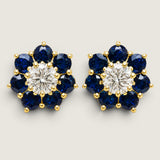 Sapphire Flower Button Stud Earrings (5.15 TCW)