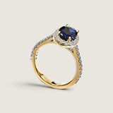Oval Sapphire with Pave Halo (2 Carat Center) - Fantasia by DeSerio