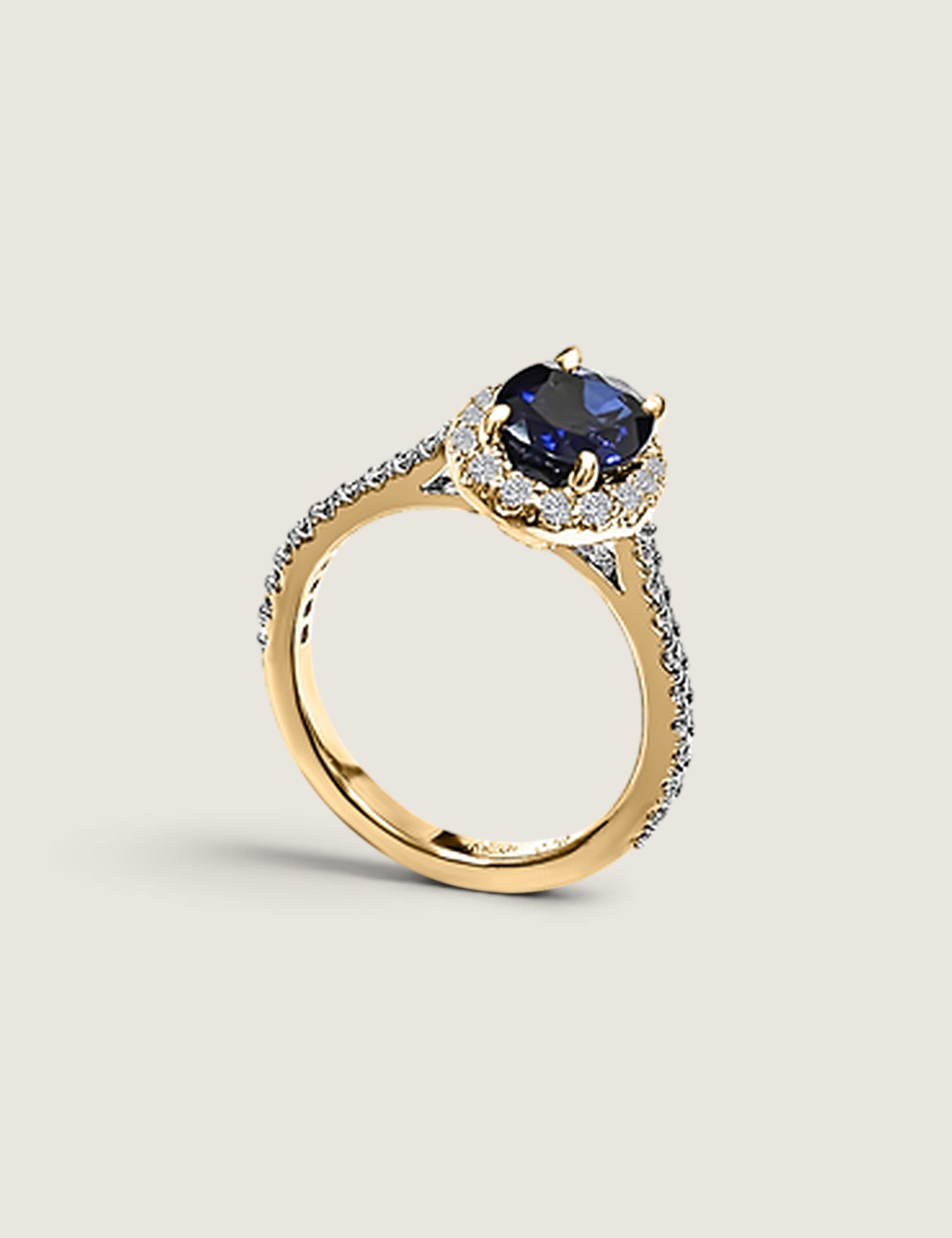 Oval Sapphire with Pave Halo (2 Carat Center) - Fantasia by DeSerio