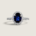 Oval Sapphire with Pave Halo (2 Carat Center) - Fantasia by DeSerio