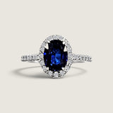 Oval Sapphire with Pave Halo (2 Carat Center) - Fantasia by DeSerio