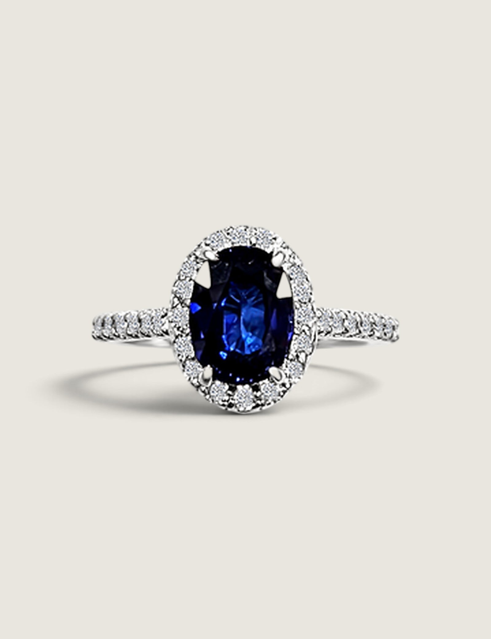 Oval Sapphire with Pave Halo (2 Carat Center) - Fantasia by DeSerio