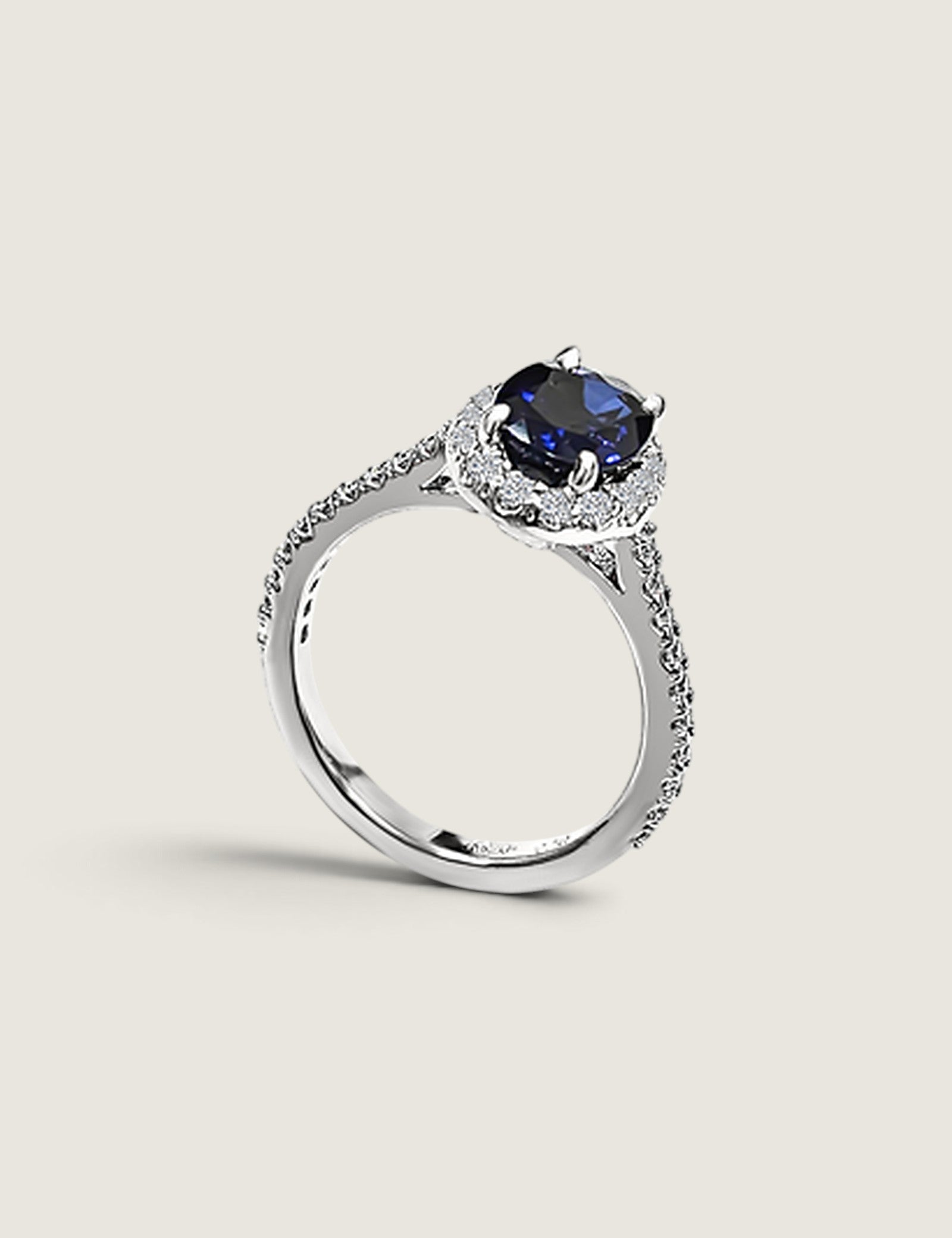 Oval Sapphire with Pave Halo (2 Carat Center) - Fantasia by DeSerio