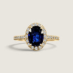 Oval Sapphire with Pave Halo (2 Carat Center) - Fantasia by DeSerio