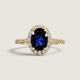 Oval Sapphire with Pave Halo (2 Carat Center) - Fantasia by DeSerio