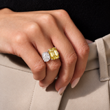 Toi et Moi Oval & Canary Emerald Cut Ring (10.5 TCW)