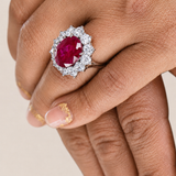 Regal Ruby Halo Statement Ring (15 TCW)