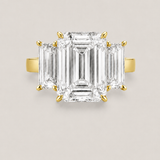 Large Emerald-Cut and Baguette Three Stone Ring (14.5 TCW)
