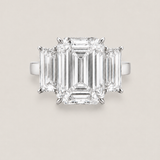 Large Emerald-Cut and Baguette Three Stone Ring (14.5 TCW)