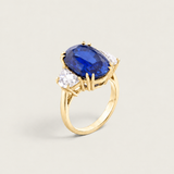 Grand Oval & Half-Moon Three-Stone Ring (12 TCW)