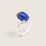 Grand Oval & Half-Moon Three-Stone Ring (12 TCW)