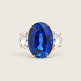 Grand Oval & Half-Moon Three-Stone Ring (12 TCW)