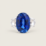 Grand Oval & Half-Moon Three-Stone Ring (12 TCW)