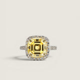 Canary Asscher and Pave Ring