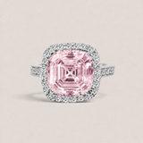Pink Asscher and Pave Ring