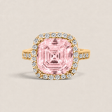 Pink Asscher and Pave Ring