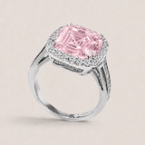 Pink Asscher and Pave Ring