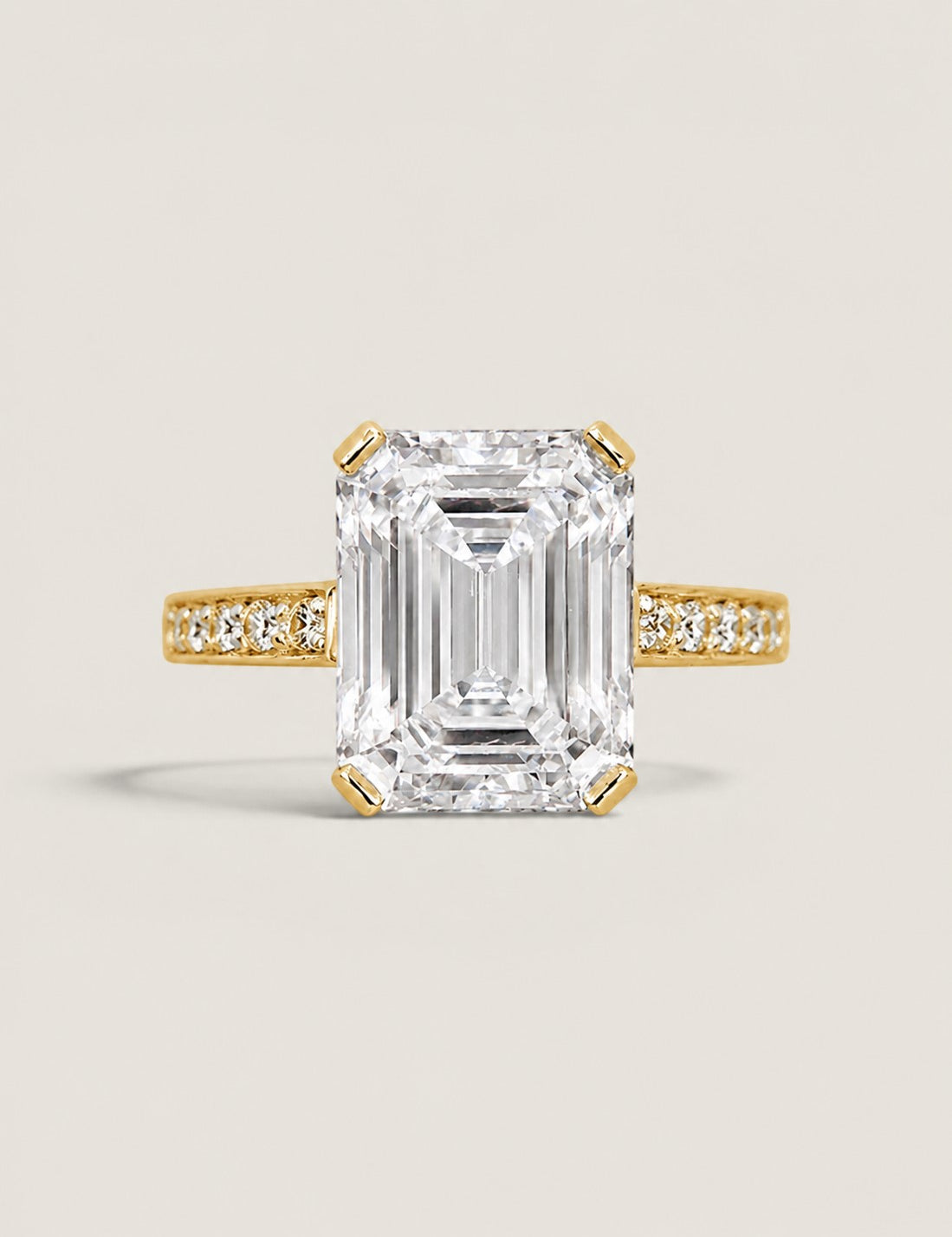 Emerald Center with Hidden Halo & Micropave Setting Ring