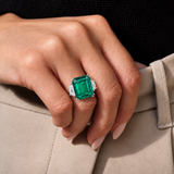 Emerald Trapezoid Statement Ring (22.5 TCW)