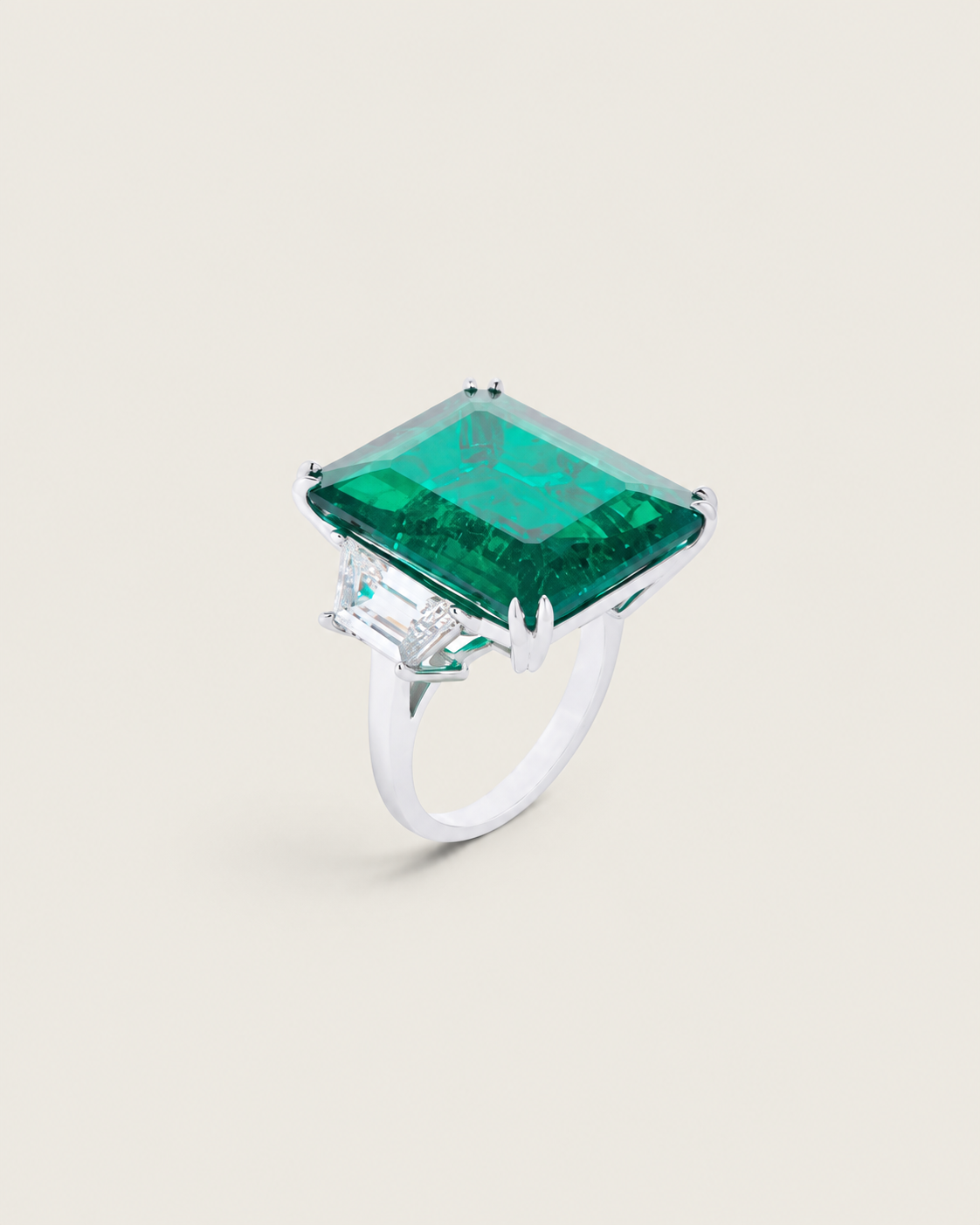 Emerald Trapezoid Statement Ring (22.5 TCW)