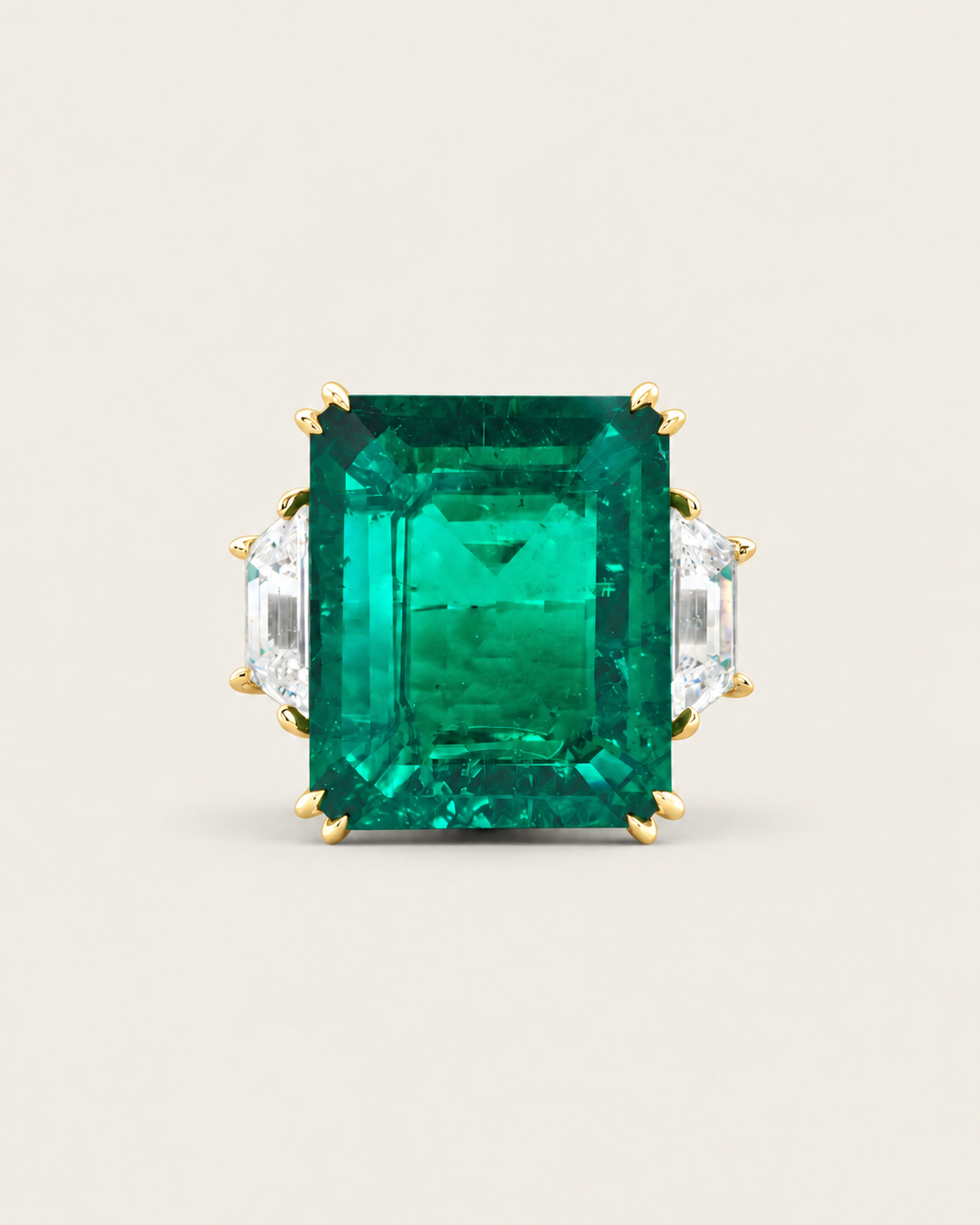 Emerald Trapezoid Statement Ring (22.5 TCW)