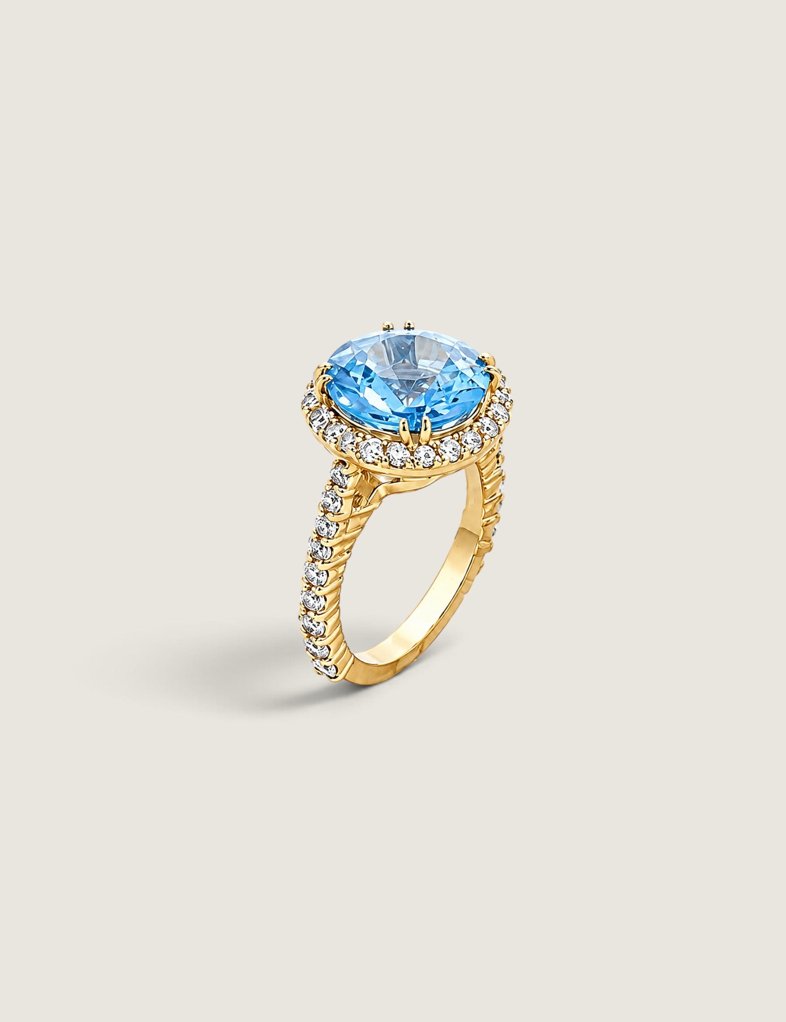 Aqua Round Stone in a Micro-pave Setting - Fantasia by DeSerio