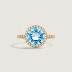 Aqua Round Stone in a Micro-pave Setting - Fantasia by DeSerio