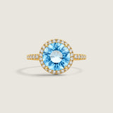 Aqua Round Stone in a Micro-pave Setting - Fantasia by DeSerio