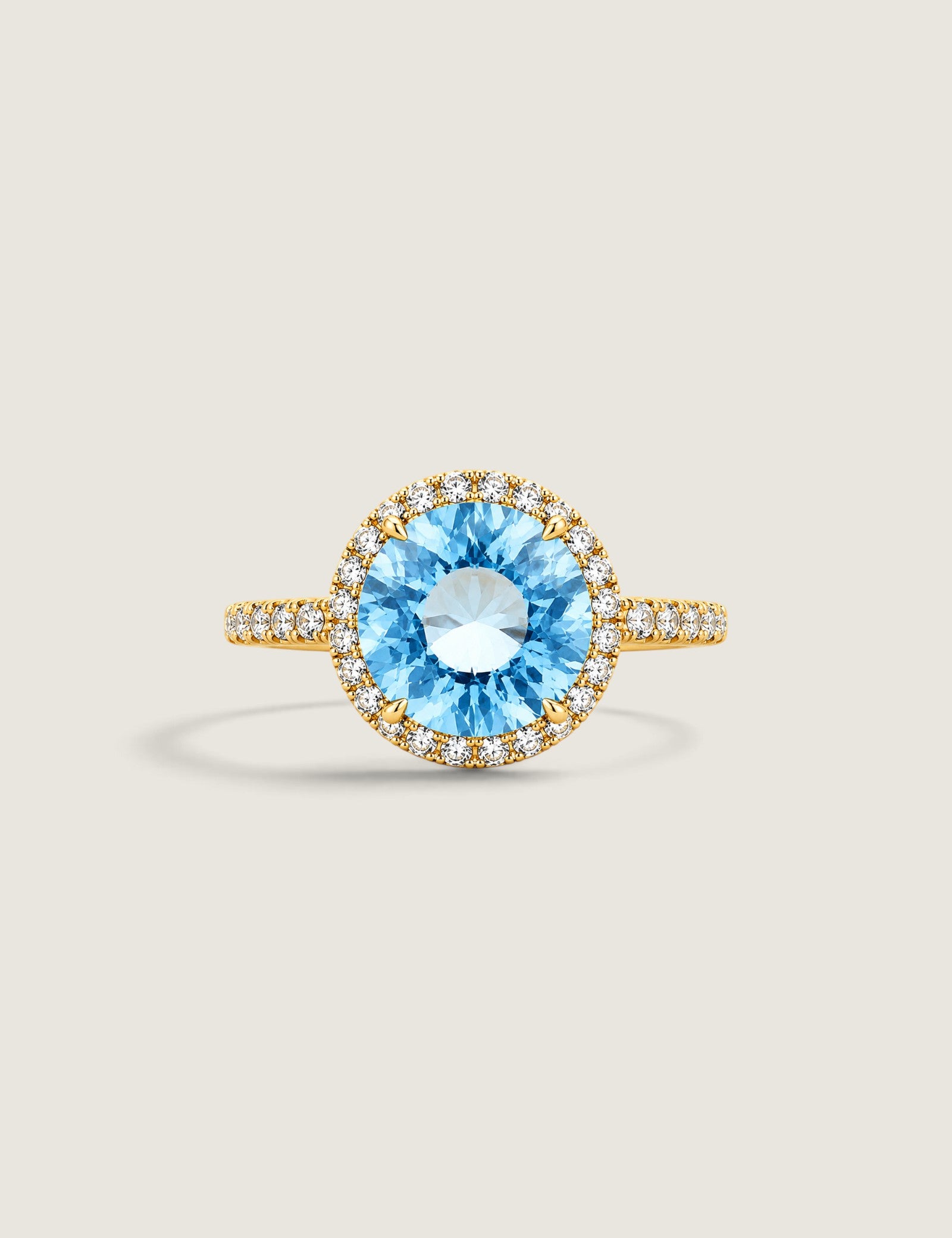Aqua Round Stone in a Micro-pave Setting - Fantasia by DeSerio