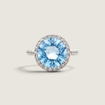Aqua Round Stone in a Micro-pave Setting - Fantasia by DeSerio