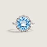 Aqua Round Stone in a Micro-pave Setting - Fantasia by DeSerio
