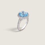 Aqua Round Stone in a Micro-pave Setting - Fantasia by DeSerio