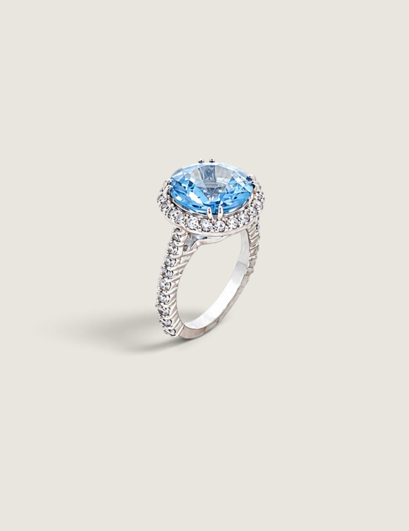 Aqua Round Stone in a Micro-pave Setting - Fantasia by DeSerio