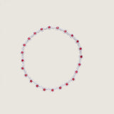 ELEGANT FLOWER NECKLACE -NT12780-RUB/CZ