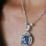 Sapphire Oval Micropave Pendant (8.5 TCW)
