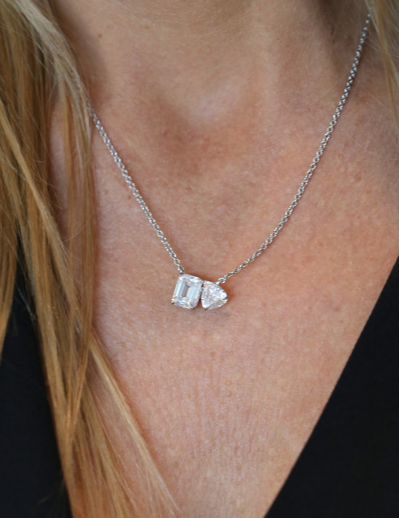 Toi et Moi Pear and Emerald-Cut Pendant Necklace (2.75 TCW)