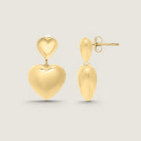 Puffed Double Heart Drop Earring