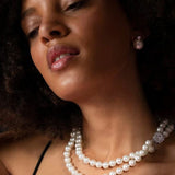 Double Strand Pearl Necklace with Halo Clasp