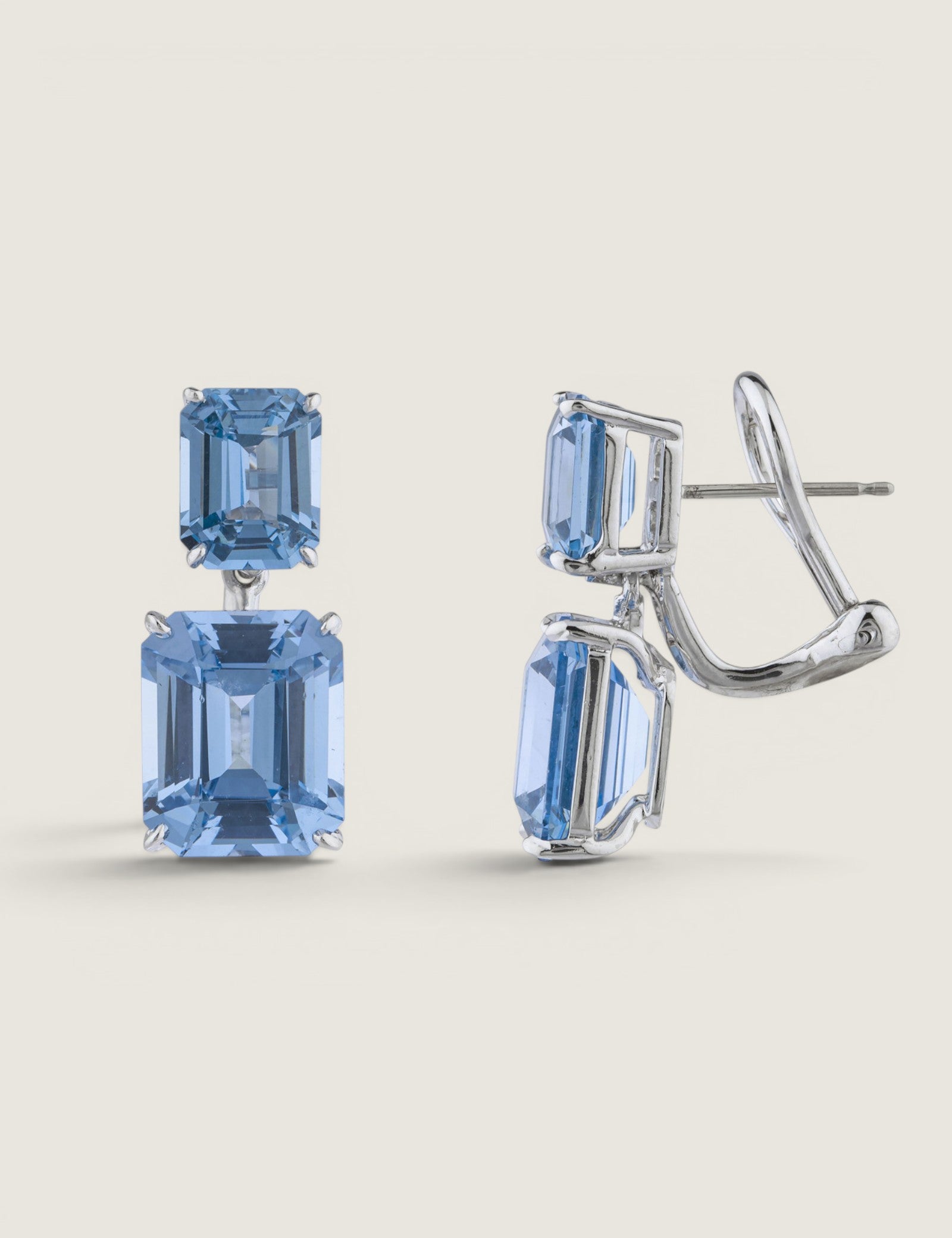 Double Emerald-Cut  Aquamarine Drop Earrings (19 TCW)
